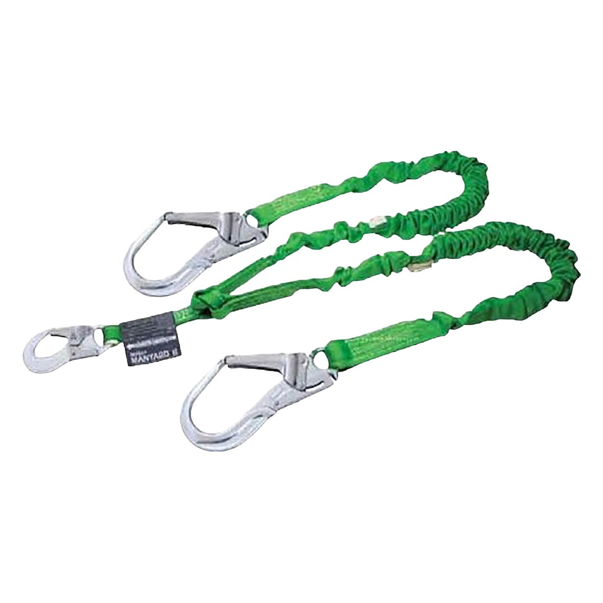Miller 231MAL/6FTGN Double Leg Stretchable Shock-Absorbing Lanyard with Aluminum Locking Snap Hook and Aluminum Locking Rebar Hook