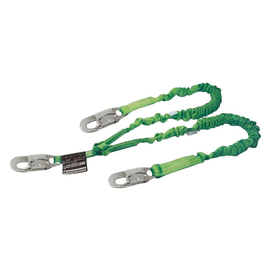 Miller 232M-Z7/6FTGN Double Leg Stretchable Shock-Absorbing Lanyard with Locking Snap Hooks