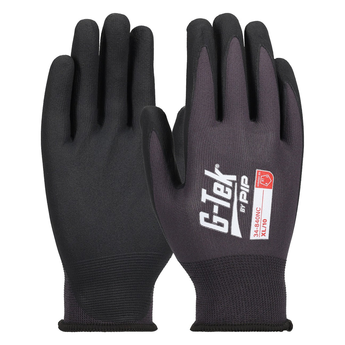 G-Tek 34-840NC Premium Seamless Knit Nylon/Spandex Short Cuff Glove with Foam Nitrile Coating on Palm & Fingers - Touchscreen