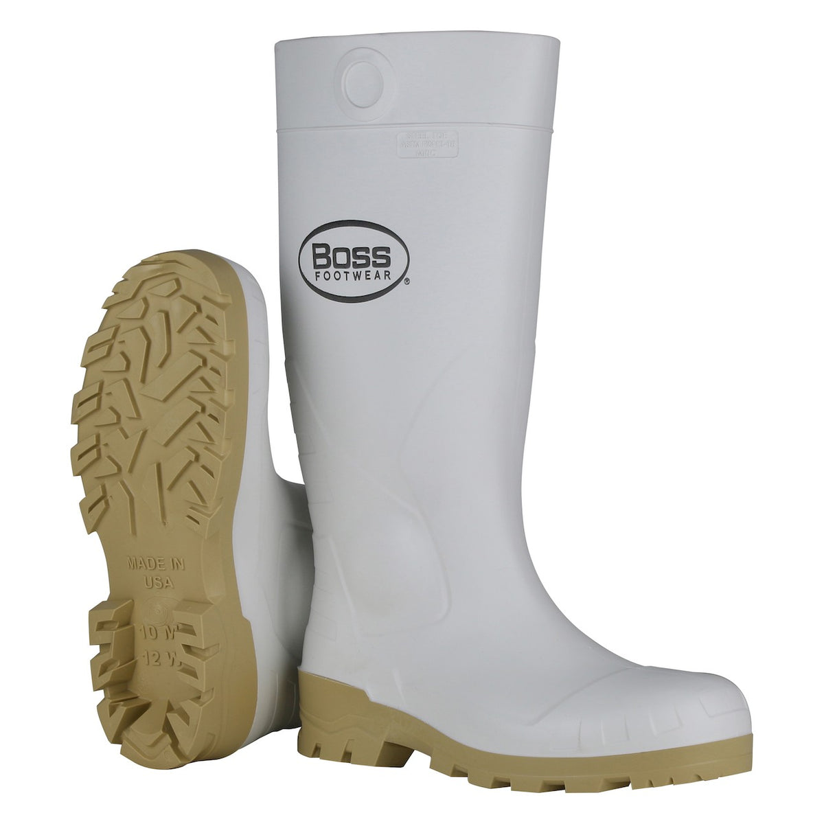 Boss 382-910 16" White PVC Steel Toe Boot