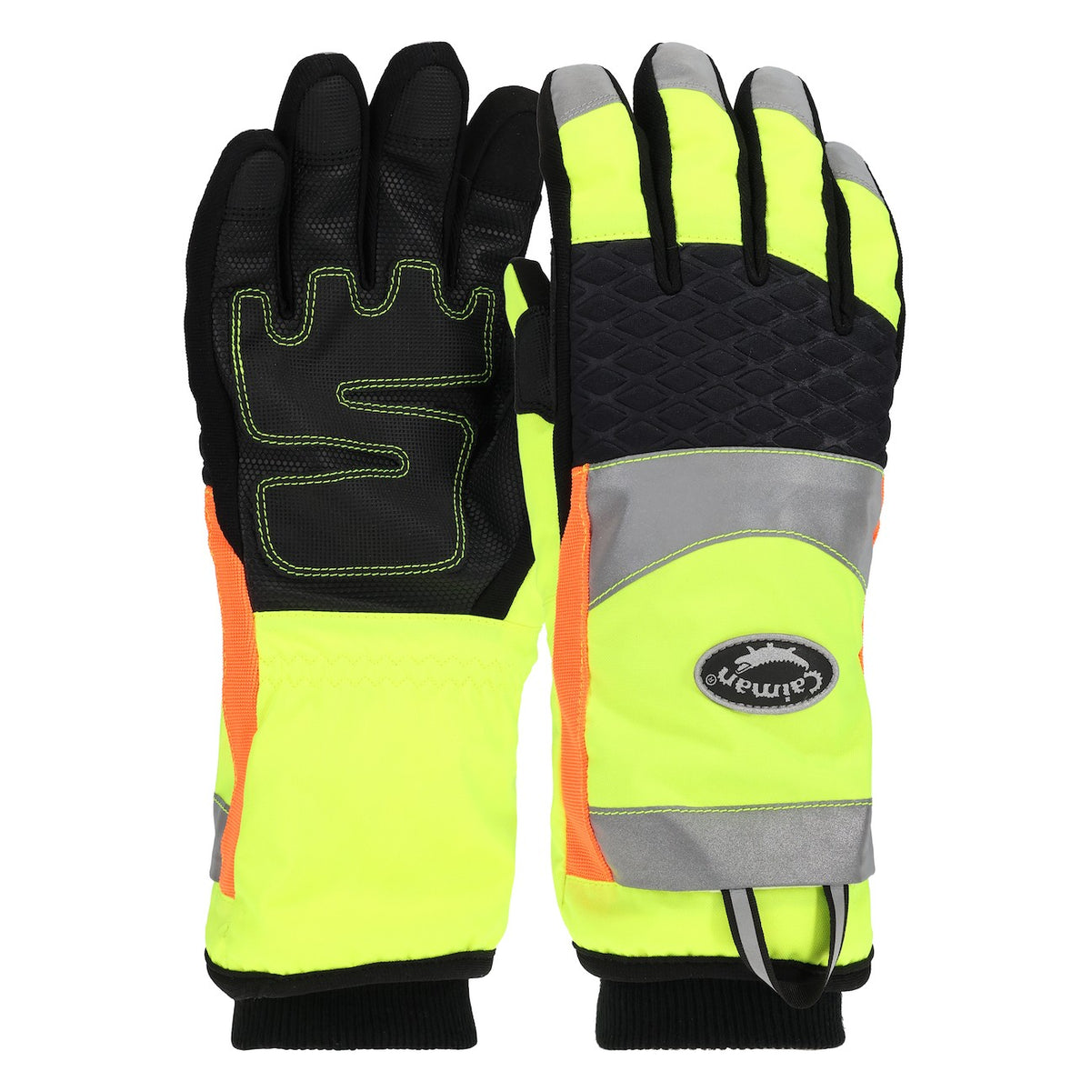 Caiman 41-2997 Reinforced Synthetic Leather Patch Palm Cut Resistant Glove with Hi-Vis Polyester Back - Heatrac® Insulation - Touchscreen Compatible