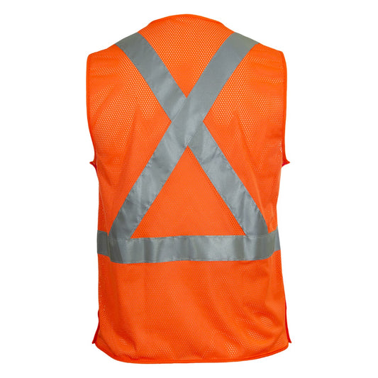 PIP 508SX-LM-SM ANSI Type R Class 2 Seven Pocket Mesh Breakaway Vest with X-Back Polyurethane