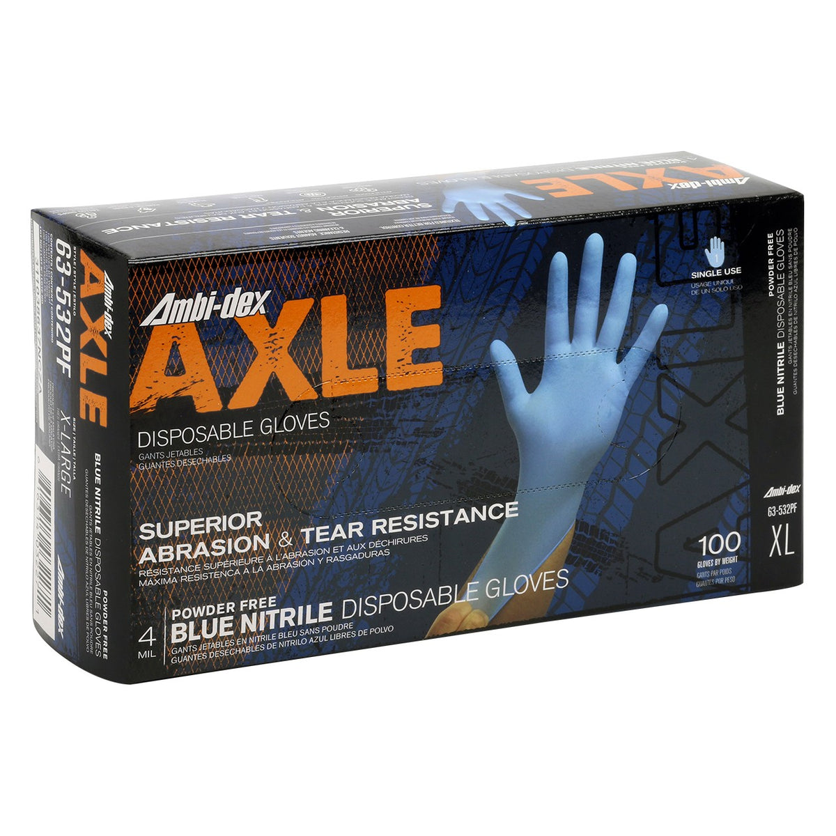 PIP Ambi-dex Axle - Disposable Nitrile Gloves, Powder Free with Textured Grip - 4 mil, Model 63-532PF - view 3