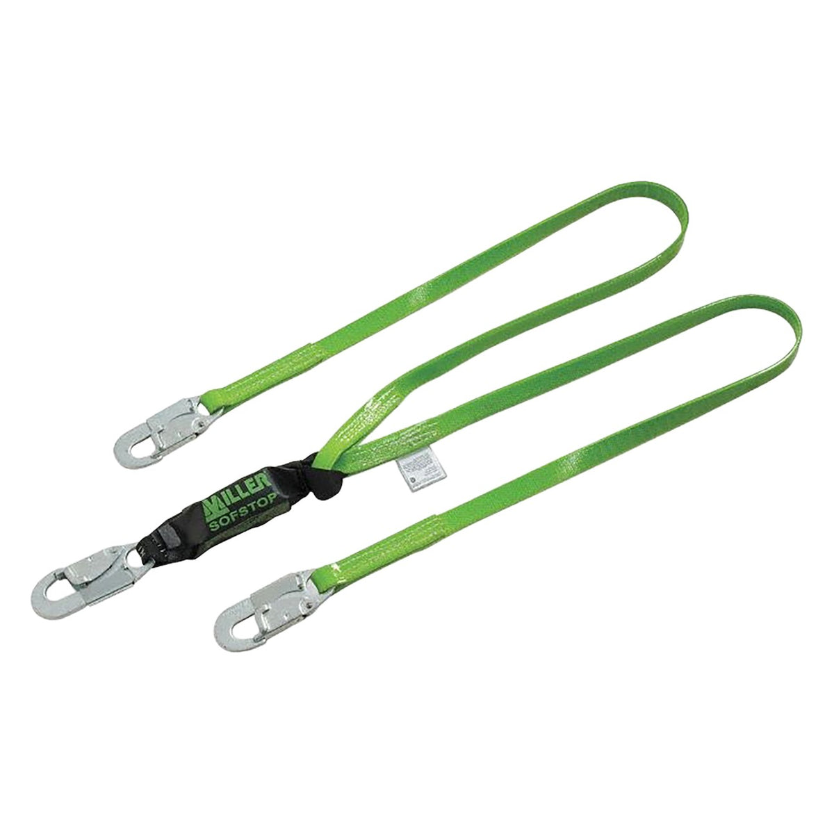 Miller 8798PC/6FTGN Double Leg Vinyl Coated Shock-Absorbing Lanyard with Zinc-Plated Steel Locking Snap Hooks