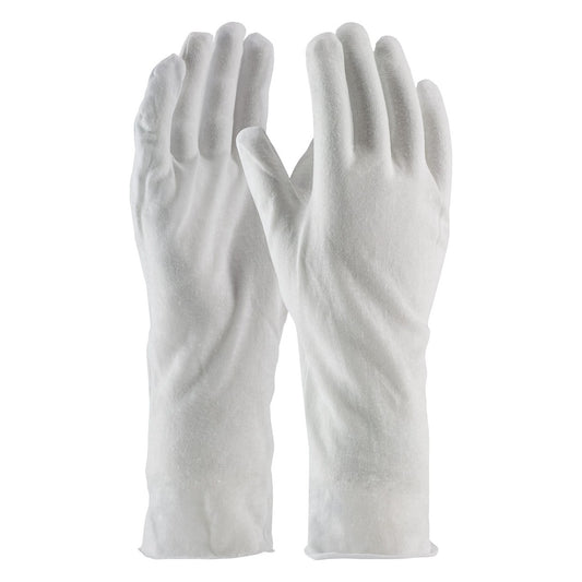 CleanTeam 97-500/14 Premium, Light Weight Cotton Lisle Inspection Glove with Unhemmed Cuff - 14"