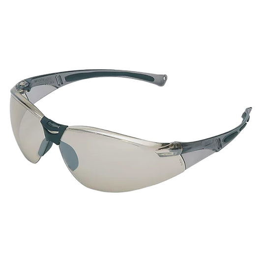 Uvex A804 Rimless Gray Safety Glasses With Silver Anti-Scratch, Hard Coat, Mirror, Indoor-Outdoor Lens