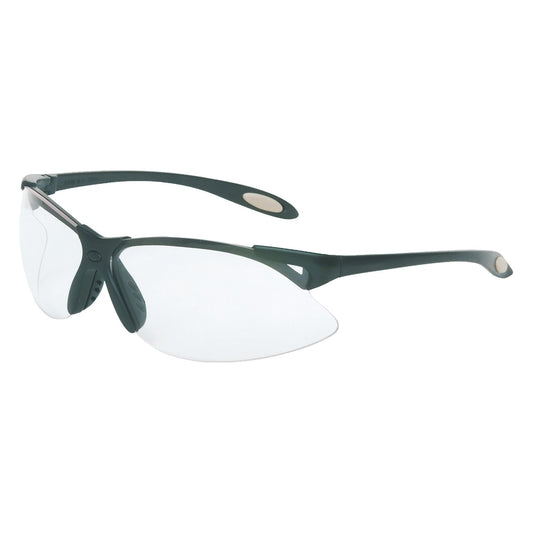 Uvex A900 Semi-Rimless Gray Safety Glasses with Clear Lens and Anti-Scratch, Hard Coating