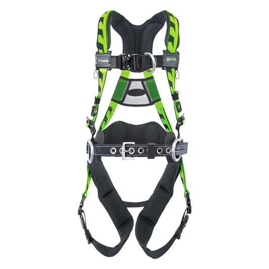 Miller AAF-QCBDP Premium Breathable Full-Body Harness with Lightweight Aluminum Hardware, 5 Points of Adjustment, Front and Side D-Rings, Quick-Connect Chest & Leg Buckles and Lumbar Pad