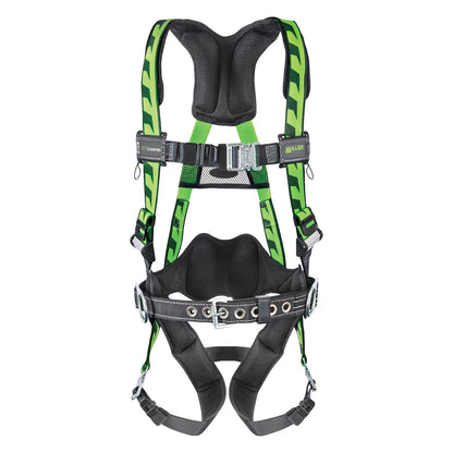 Miller AC-QC-BDP Premium Breathable Full-Body Harness with Steel Hardware, 5 Points of Adjustment, Back/Side D-Rings, Quick-Connect Chest & Leg Buckles and Lumbar Pad