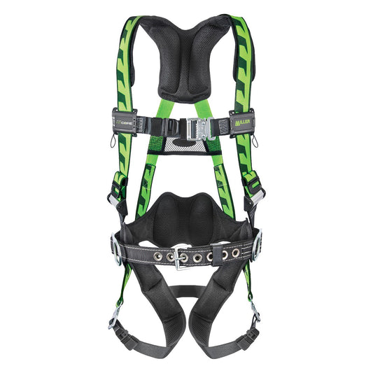 Miller AC-QC-BDP Premium Breathable Full-Body Harness with Steel Hardware, 5 Points of Adjustment, Back/Side D-Rings, Quick-Connect Chest & Leg Buckles and Lumbar Pad