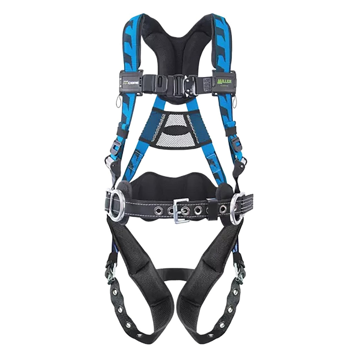 Miller ACA-TB-BDP Premium Breathable Full-Body Harness with Lightweight Aluminum Hardware, 5 Points of Adjustment, Back/Side D-Ring, Lumbar Pad and Quick-Connect Chest & Leg Buckles