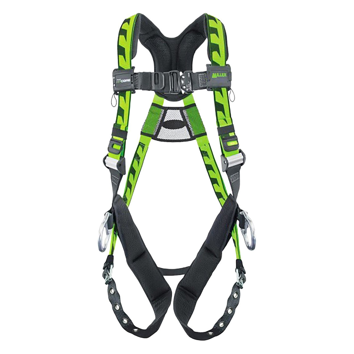 Miller ACA-TB-D Premium Breathable Full-Body Harness with Aluminum Hardware, Side & Back D-Rings and Quick-Connect Chest & Tongue Leg Buckles
