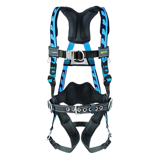 Miller ACF-QCBDP Premium Breathable Full-Body Harness with Steel Hardware, 5 Points of Adjustment, Back/Front/Side D-Rings, Lumbar Pad and Quick-Connect Chest & Leg Buckles