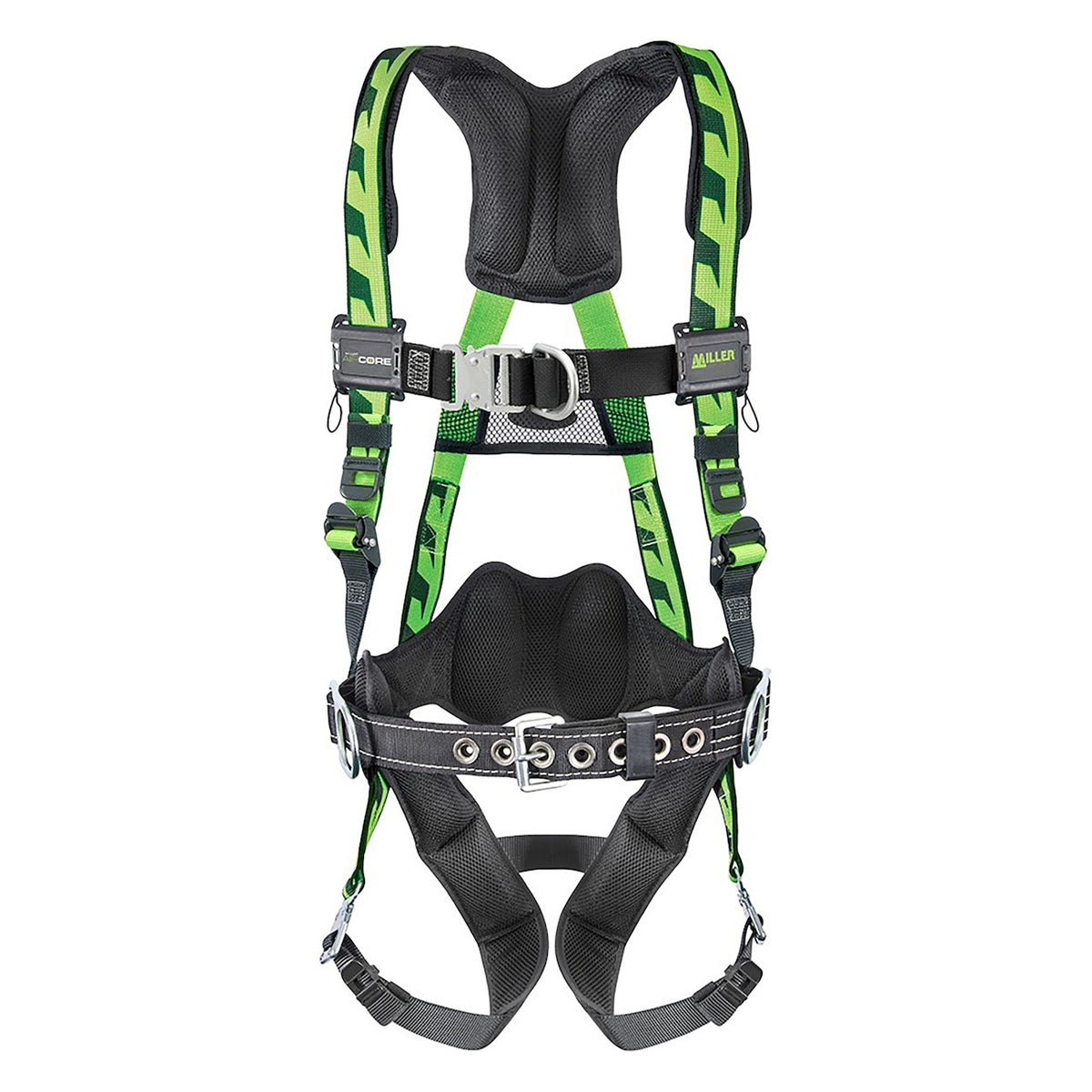 Miller ACF-QCBDP Premium Breathable Full-Body Harness with Steel Hardware, 5 Points of Adjustment, Back/Front/Side D-Rings, Lumbar Pad and Quick-Connect Chest & Leg Buckles