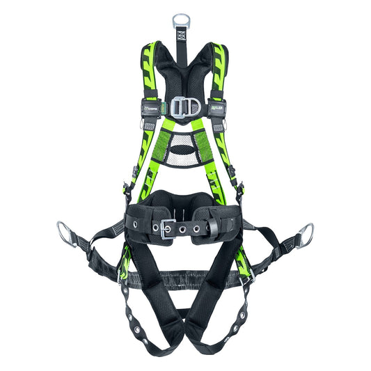 Miller ACOG-TBSS Premium Oil & Gas Full-Body Harness with Steel Hardware, Front & Back D-Rings, Mating Chest Buckle, Tongue Leg Buckle, Lumbar Pad and Removable Seat Sling