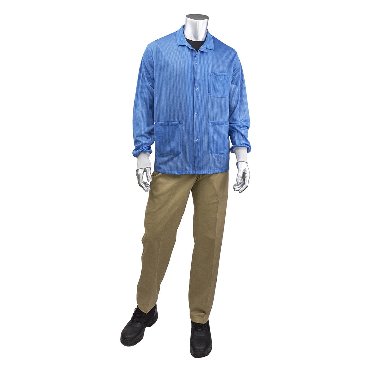 Uniform Technology BR3C-42NB Short ESD Sheer Labcoat with ESD Knit Cuff
