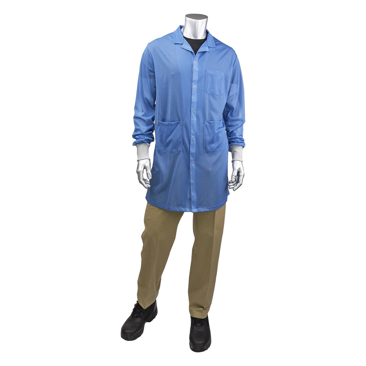 Uniform Technology BR6C-42NB Long ESD Sheer Labcoat - ESD Knit Cuff