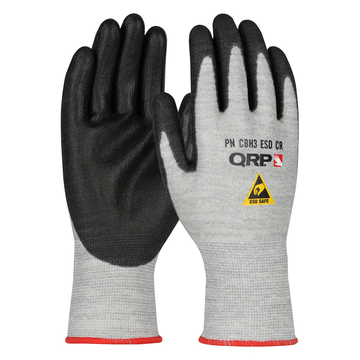 QRP CBH3ESDCR ESD Safe Seamless Knit Cut Resistant Glove with Polyurethane Coated Palm & Fingers