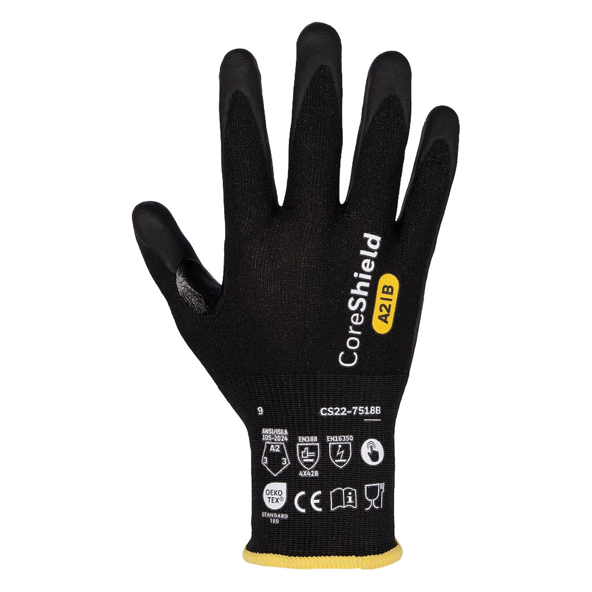 G-Tek CS22-7518B-V Seamless Knit A2 Engineered Yarn Glove with Foam Nitrile Coated Grip on Palm & Fingers - Touchscreen - Vend-Ready