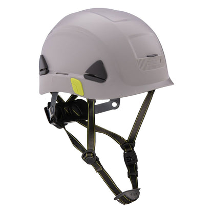 Fibre-Metal CSH100 Type II Non-Vented, Industrial Climbing Helmet with HDPE Shell, 8-Point Textile Suspension, Wheel Ratchet Adjustment and a 4-Point Chinstrap