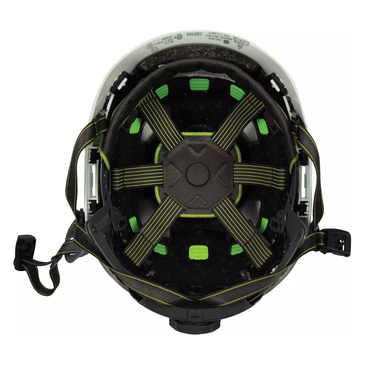 Fibre-Metal CSH110 Type II Vented, Industrial Climbing Helmet with HDPE Shell, 8-Point Textile Suspension, Wheel Ratchet Adjustment and a 4-Point Chinstrap