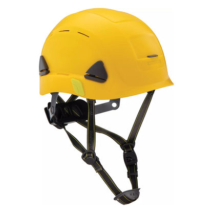 Fibre-Metal CSH110 Type II Vented, Industrial Climbing Helmet with HDPE Shell, 8-Point Textile Suspension, Wheel Ratchet Adjustment and a 4-Point Chinstrap