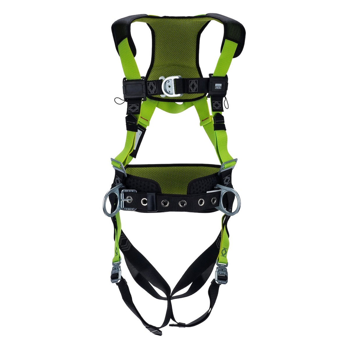 Miller H5CC22112 Construction Comfort Full-Body Harness with 5 Points of Adjustment, Back / Front D-Rings, Belt and Quick-Connect Chest & Leg Buckles