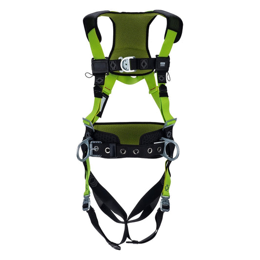 Miller H5CC22112 Construction Comfort Full-Body Harness with 5 Points of Adjustment, Back / Front D-Rings, Belt and Quick-Connect Chest & Leg Buckles