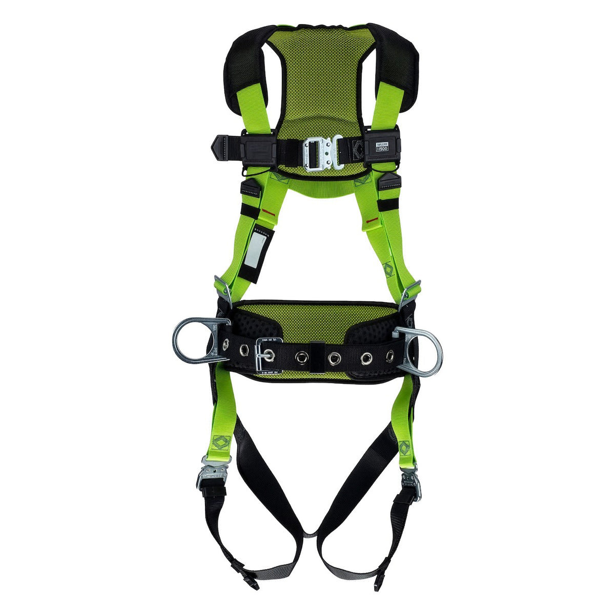 Miller H5CC22202 Construction Comfort Full-Body Harness with 5 Points of Adjustment, Padding & Belt, Side & Back Aluminum D-Rings and Quick Connect Leg Buckles