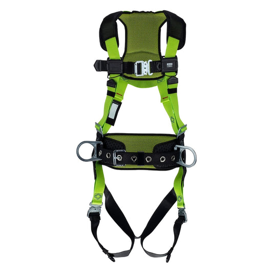 Miller H5CC22202 Construction Comfort Full-Body Harness with 5 Points of Adjustment, Padding & Belt, Side & Back Aluminum D-Rings and Quick Connect Leg Buckles