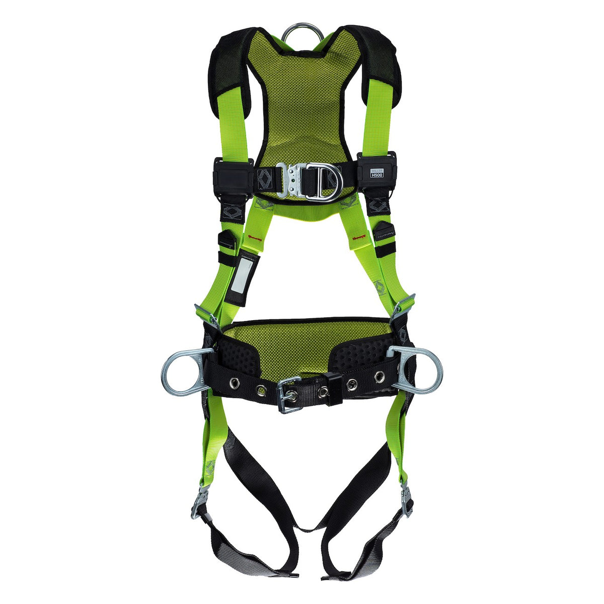 Miller H5CC22222 Construction Comfort Full-Body Harness with 5 Points of Adjustment, Padding & Belt, Front/Side/Back Aluminum D-Rings and Quick Connect Leg Buckles