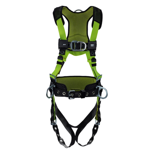 Miller H5CC31222 Construction Comfort Full-Body Safety Harness with 5 Points of Adjustment, with Lightweight Aluminum Front/Side/Back D-rings, Belt and Mating Buckle Chest & Tongue Buckle Leg Straps