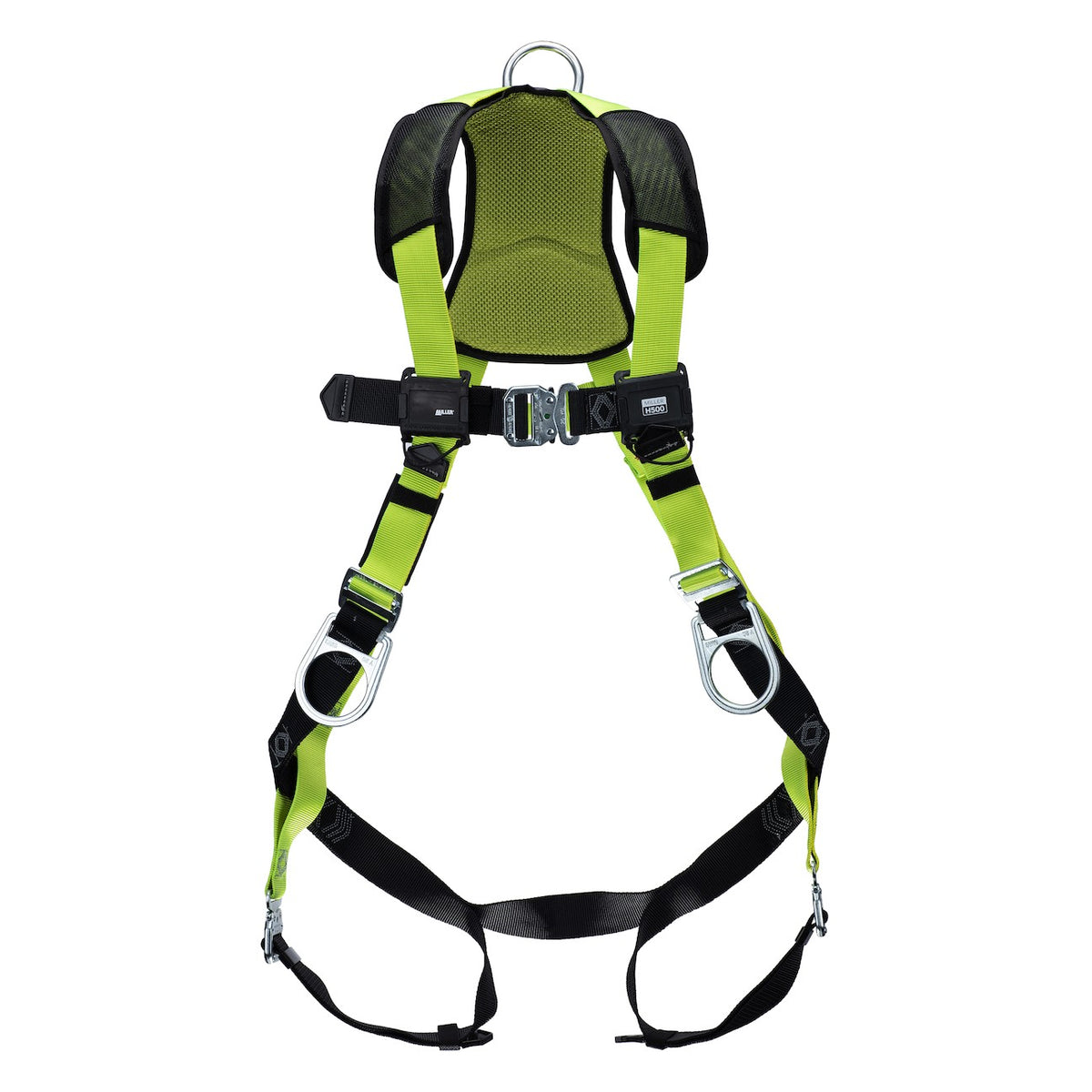 Miller H5IC22202 Full-Body General Safety Harness, with 5 Points of Adjustment, with Lightweight Aluminum Back / Side D-Rings, and Quick-Connect Chest & Leg Buckles