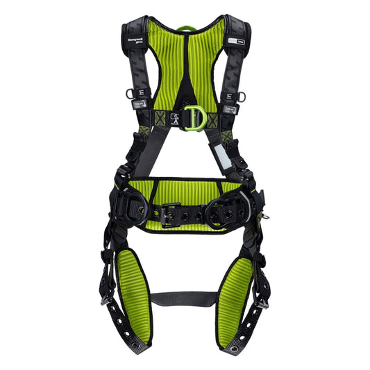 Miller H7CC1A Construction Comfort Full-Body Harness with Aluminum Hardware, 5 Points of Adjustment, Back/Front/Side D-Rings, Belt, Quick-Connect Chest Buckle & Tongue Leg Buckles
