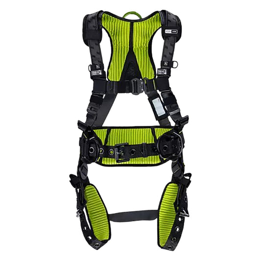 Miller H7CC2A Construction Comfort Full-Body Harness with Aluminum Hardware, 5 Points of Adjustment, Back & Side D-Rings, Belt, Quick-Connect Chest Buckle & Tongue Leg Buckles