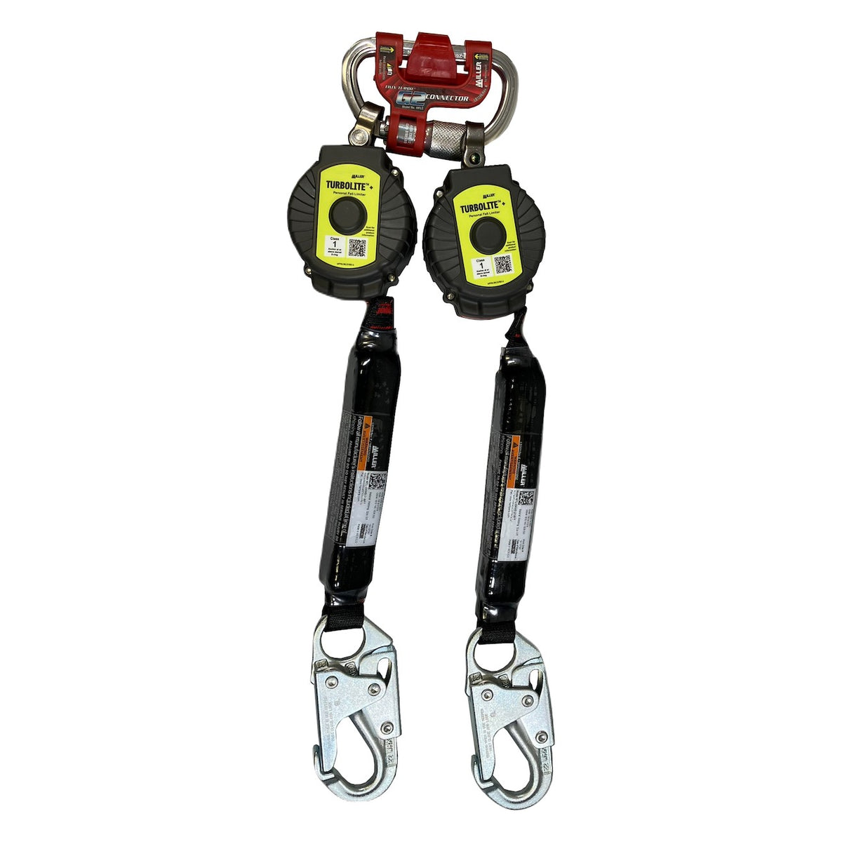 Miller MTL-OHW2-21 Twin Personal Fall Limiter with G2 Twin Connector and Steel Locking Snap Hook