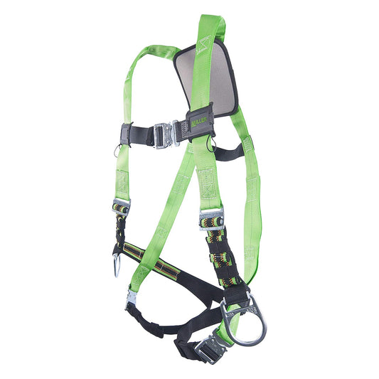 Miller P950QC-7 Full-Body Harness with Steel Hardware, DuraFlex™ Stretch Webbing, Back/Side D-Rings and Quick-Connect Chest & Leg Strap Buckles