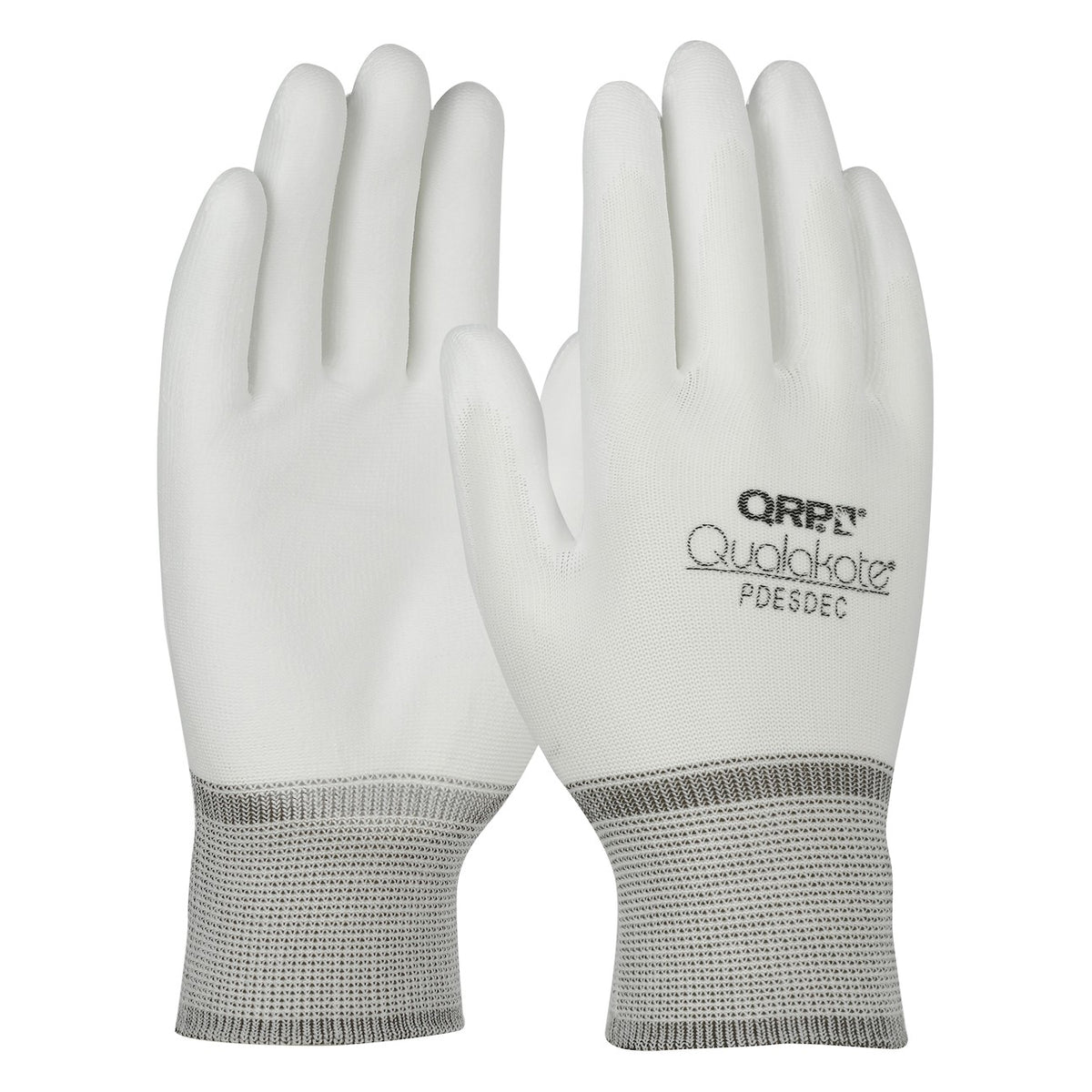 QRP PDESDEC Seamless Knit Nylon Glove with Polyurethane Coated Grip on Palm & Fingertips