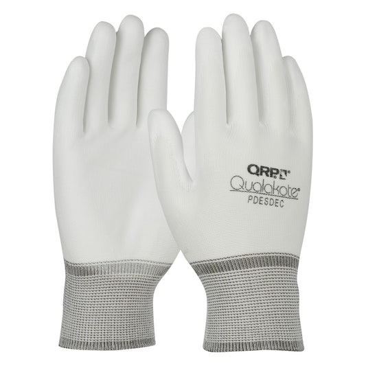 QRP PDESDEC Seamless Knit Nylon Glove with Polyurethane Coated Grip on Palm & Fingertips