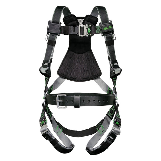 Miller RDT-QC-B Premium Full-Body Harness with DualTech™ Webbing, 5 Points of Adjustment, Back D-Ring, Removable Belt and Quick-Connect Chest & Leg Buckles
