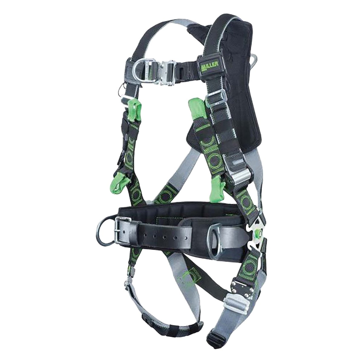 Miller RDT-TB-BDP Premium Full-Body Harness with DualTech™ Webbing with 5 Points of Adjustment, Back/Side D-Rings, Removable Belt and Quick-Connect Chest & Tongue Buckle Leg Straps