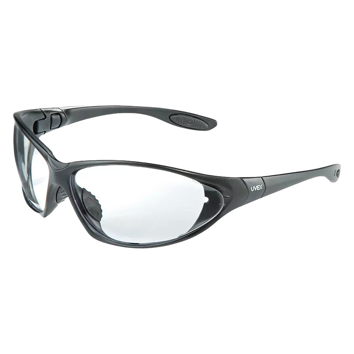 Uvex S0600 Full Frame Safety Glasses with Black Frame, Foam Padding, Clear Lens with Hardcoat