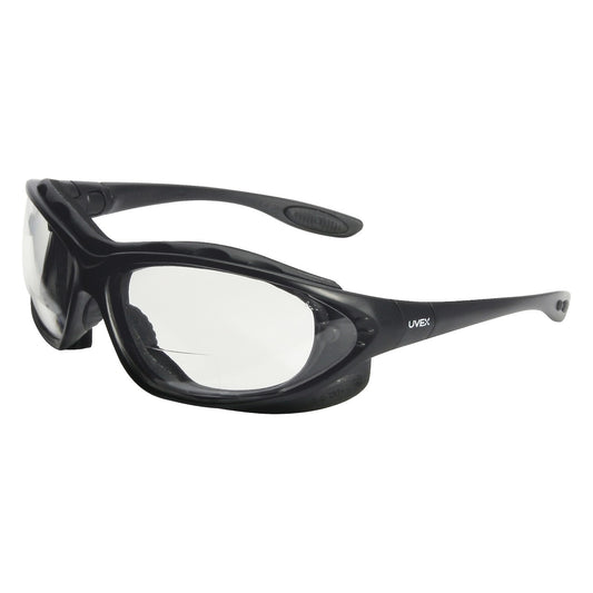 Uvex S0661X Full Frame Safety Glasses with Metallic Blue Frame, Foam Padding, Clear Lens and Anti-Fog Coating -+1.50 Diopter