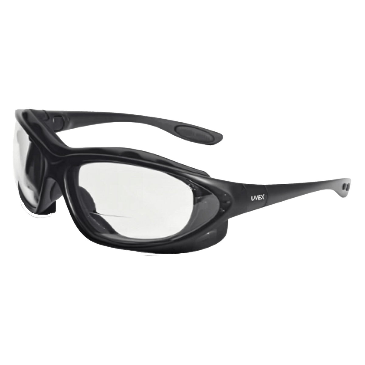 Uvex S0663X Full Frame Safety Glasses with Metallic Blue Frame, Foam Padding, Clear Lens and Anti-Fog Coating -+2.50 Diopter
