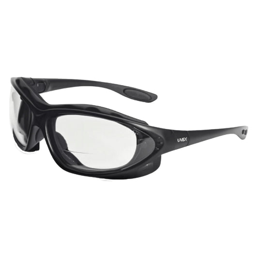 Uvex S0663X Full Frame Safety Glasses with Metallic Blue Frame, Foam Padding, Clear Lens and Anti-Fog Coating -+2.50 Diopter