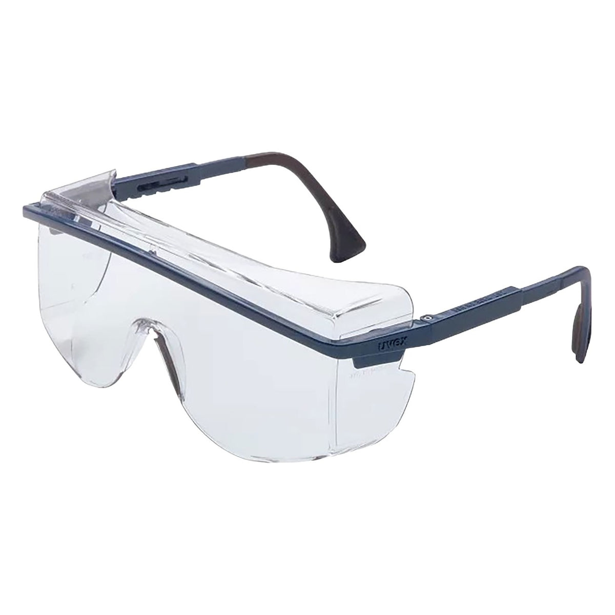 Uvex S2510C OTG Rimless Safety Glasses with Blue Temple and Clear Lens with Anti-Scratch Hard Coating