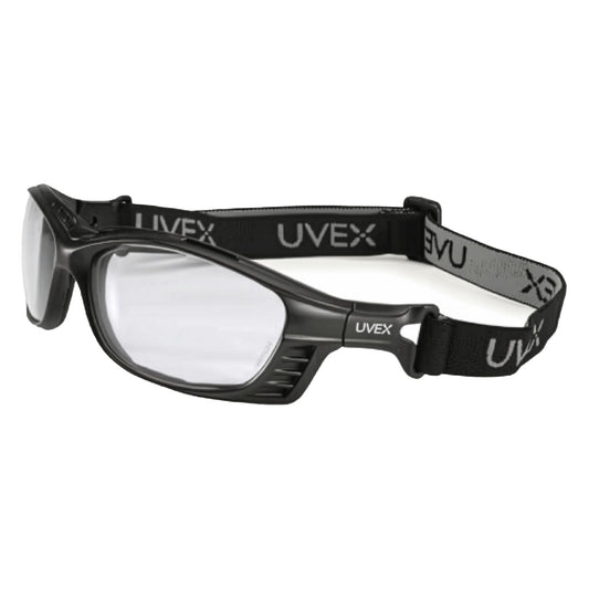 Uvex S2600HS Full Frame Safety Glasses with Black Frame, Foam Padding and Clear Lens with Hydroshield® Anti-Fog Coating