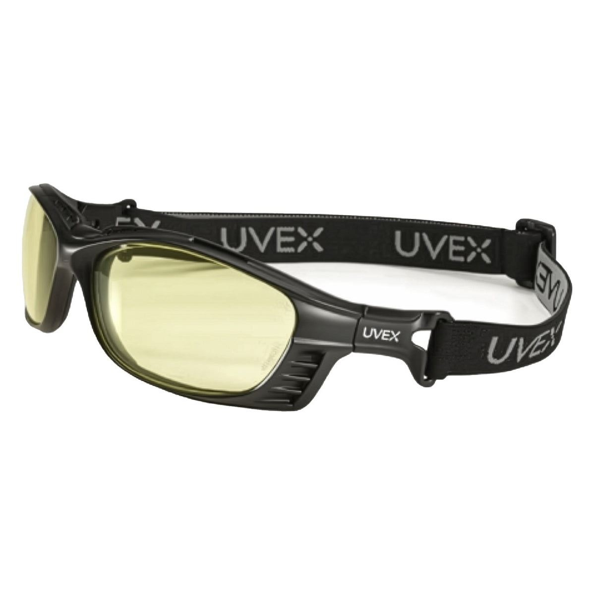 Uvex S2602HS Full Frame Safety Glasses with Black Frame, Foam Padding and Amber Lens with Hydroshield® Anti-Fog Coating