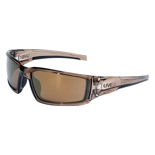 Uvex S2964 Full Frame Safety Glasses with Smoke Brown Frame, Gold Mirror Anti-Scratch and Hardcoat Lens
