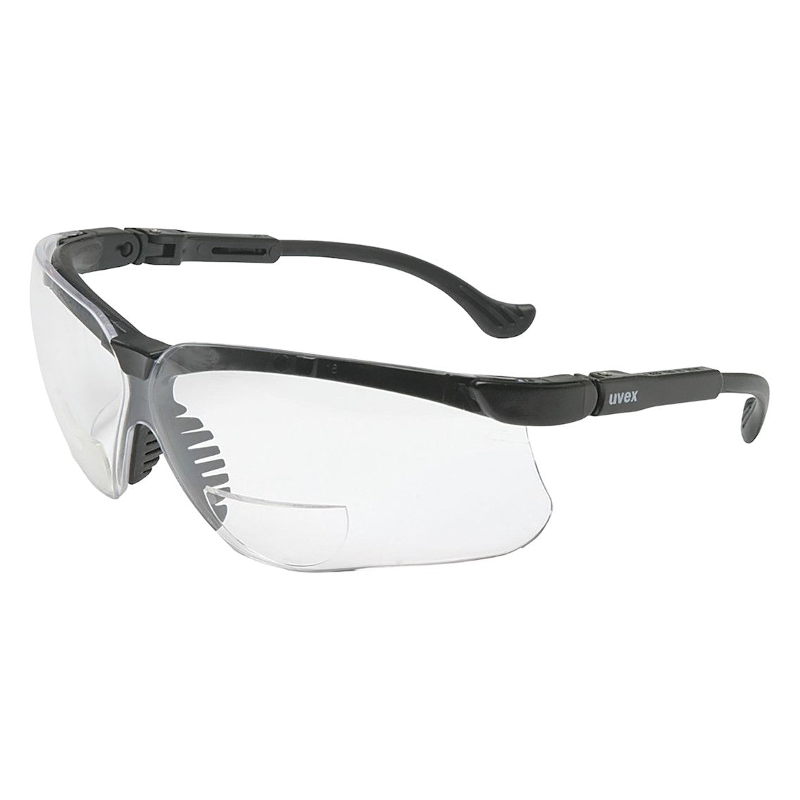 Uvex S3761 Semi-Rimless Safety Glasses with Black Frame, Clear Lens and Anti-Scratch Coating - +1.50 Diopter